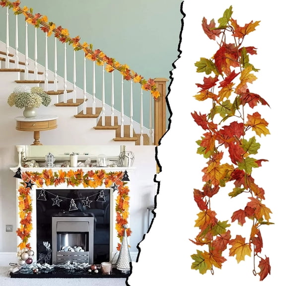 6 Foot Long Lifelike Maple Leaf Fall Garland for Seasonal Home Wedding and Thanksgiving Party Decoration