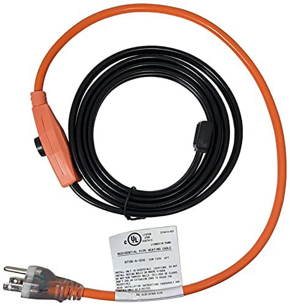 6 Foot Pipe Heating Cable, Turns On and Off Automatically using Built ...