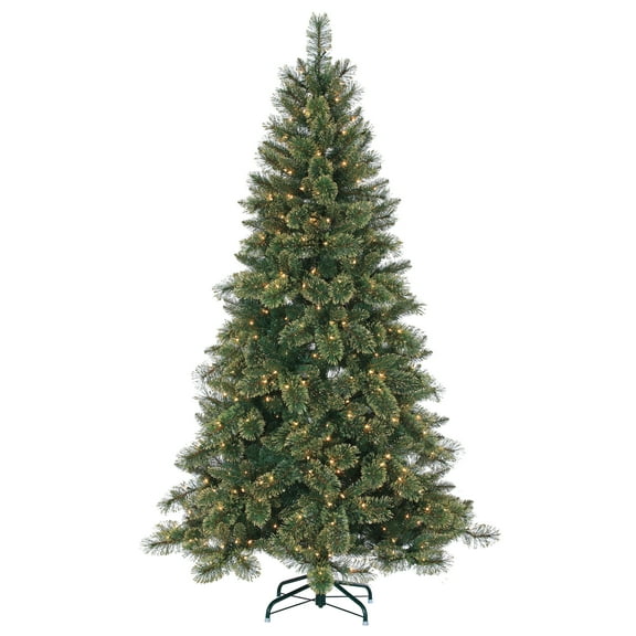 6 Foot Prelit Cashmere and PVC Mixed Tips Hinged Christmas Tree