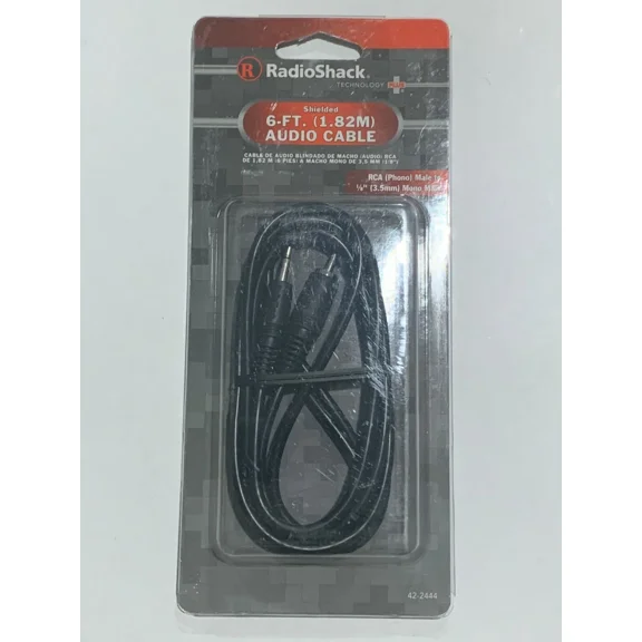 6-Foot Rca (Phono) Male To 1/8" (3.5Mm) Mono Male Shielded Audio Cable Black New