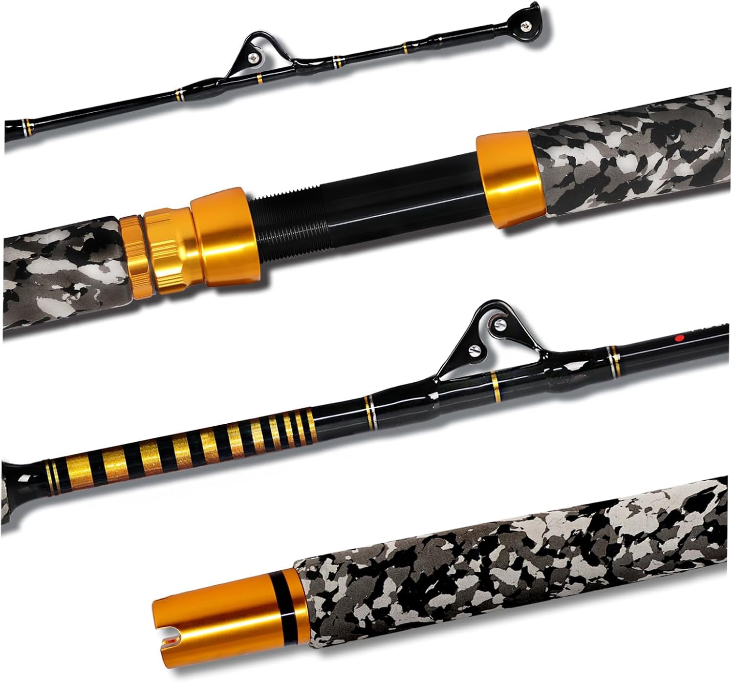 deep sea fishing telescoping rod Fiblink Saltwater 1 Piece Trolling Rod Drop Roller Rod Big Game Conventional Boat Heavy Duty Fishing Pole (5'6
