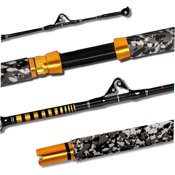 6-Foot Saltwater Offshore Trolling Rod for Big Game Fishing 1-Piece Conventional Boat Fishing Pole 30-50 lbs Straight Style