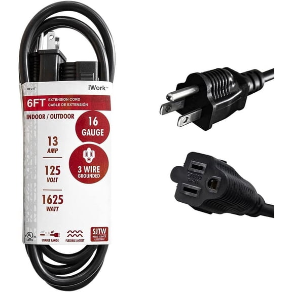 6-Foot and 10-Foot Black Extension Cord