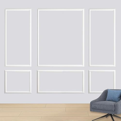 6-Frame Peel and Stick Wall Molding Kit Wainscoting Wall Panel Premade Accent Panels for Interior Living Room Bedroom Decor$$Tools & Hardware Other