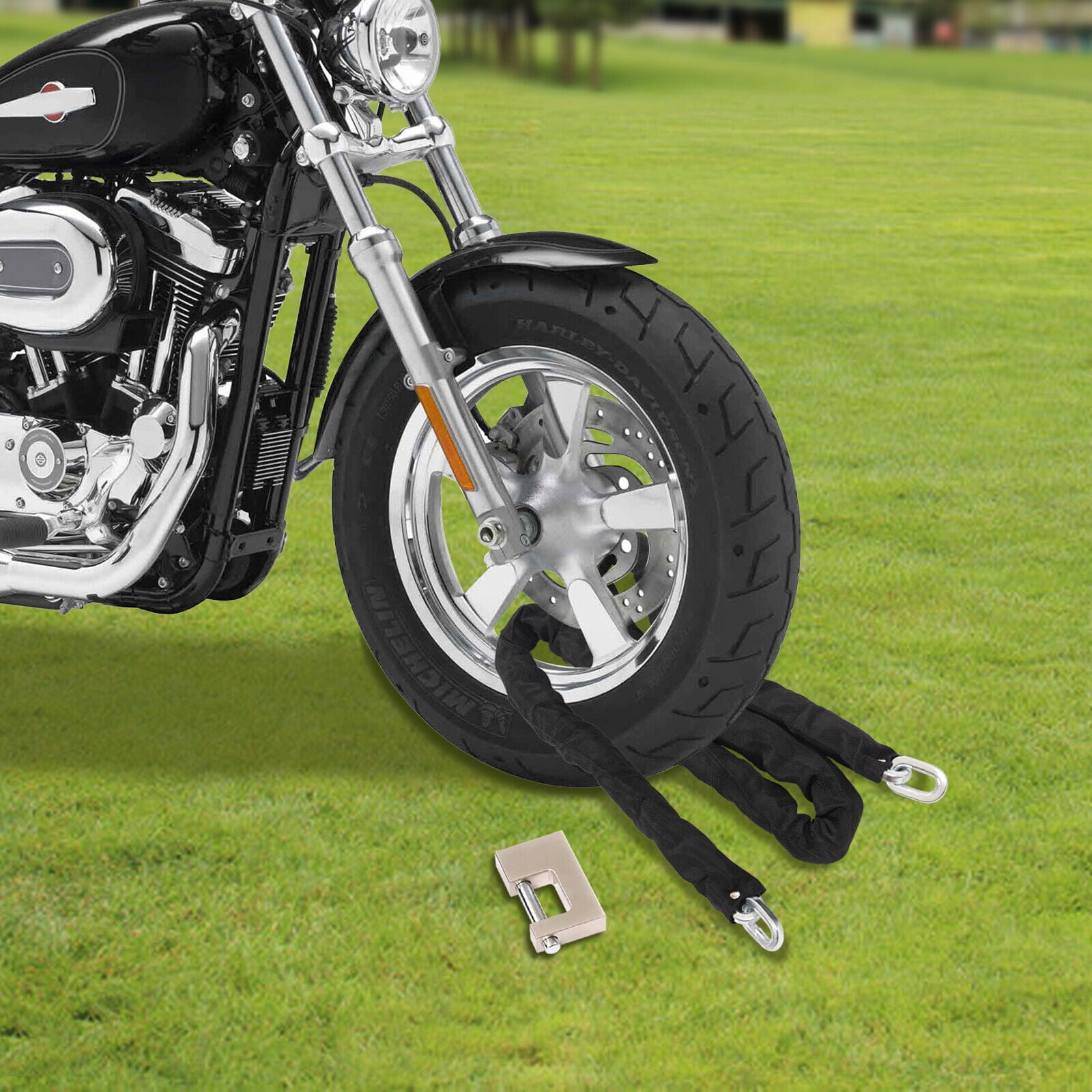 6 Ft 3/8" Chain And Lock Kit Heavy Duty Chain Lock Security Long Chain Bike
