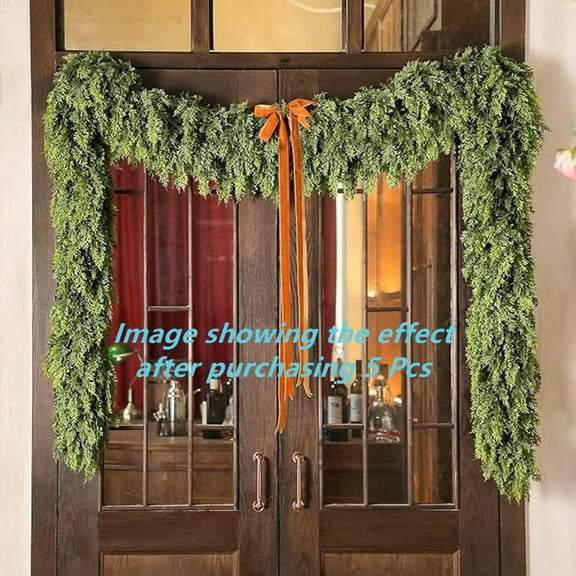 6 Ft/9FT Christmas Garland - Artificial Cypress Leaf Vine Garland, Norfolk Style Real Touch Vine, Christmas Decorations for Front Door,Thanksgiving, Xmas Tree