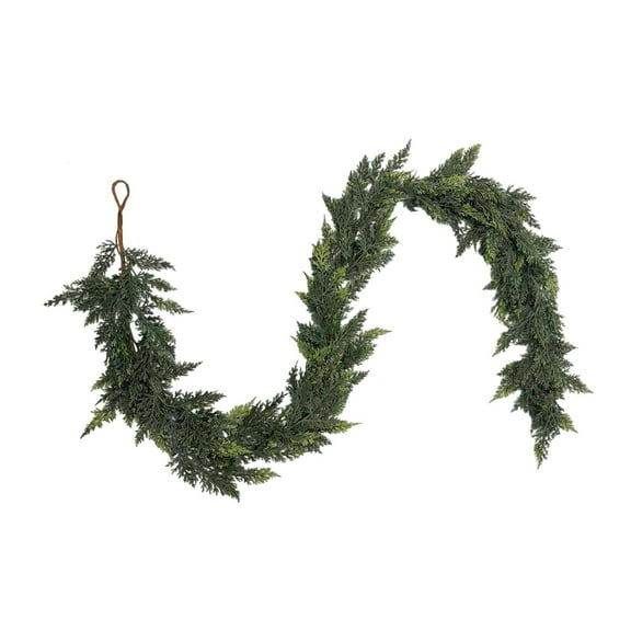 6 Ft Artificial Cedar Garland, Real Touch Pine Cypress Vines, Winter Greenery Decoration for Indoor Outdoor Holiday Decor, Garland