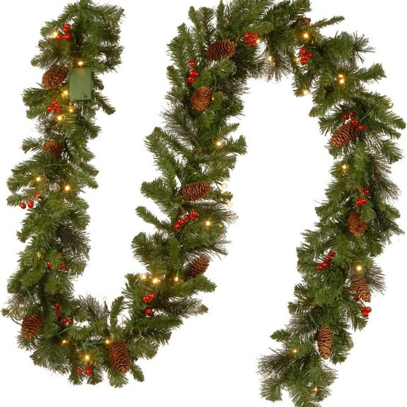6 Ft Artificial Christmas Garland - Dense Pine Needle Leaf Garland,  with Led Lights, Xmas Vine, Christmas Decorations, for Door Wall Fireplace