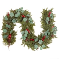 6 Ft Artificial Christmas Garland - Eucalyptus Leaf & Cypress Leaf Garland, with Berry, Greenery Xmas Vine, Christmas Decorations, for Door Wall Fireplace