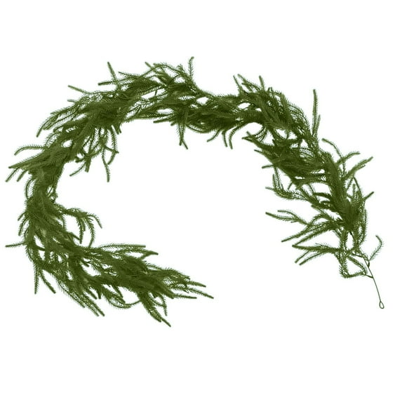 6 Ft Artificial Norfolk Pine Garland, Real Touch Winter Pine Garland, Green Artificial Greenery Garland for Table, Mantle, Wall, Indoor, Outdoor Christmas Decorations