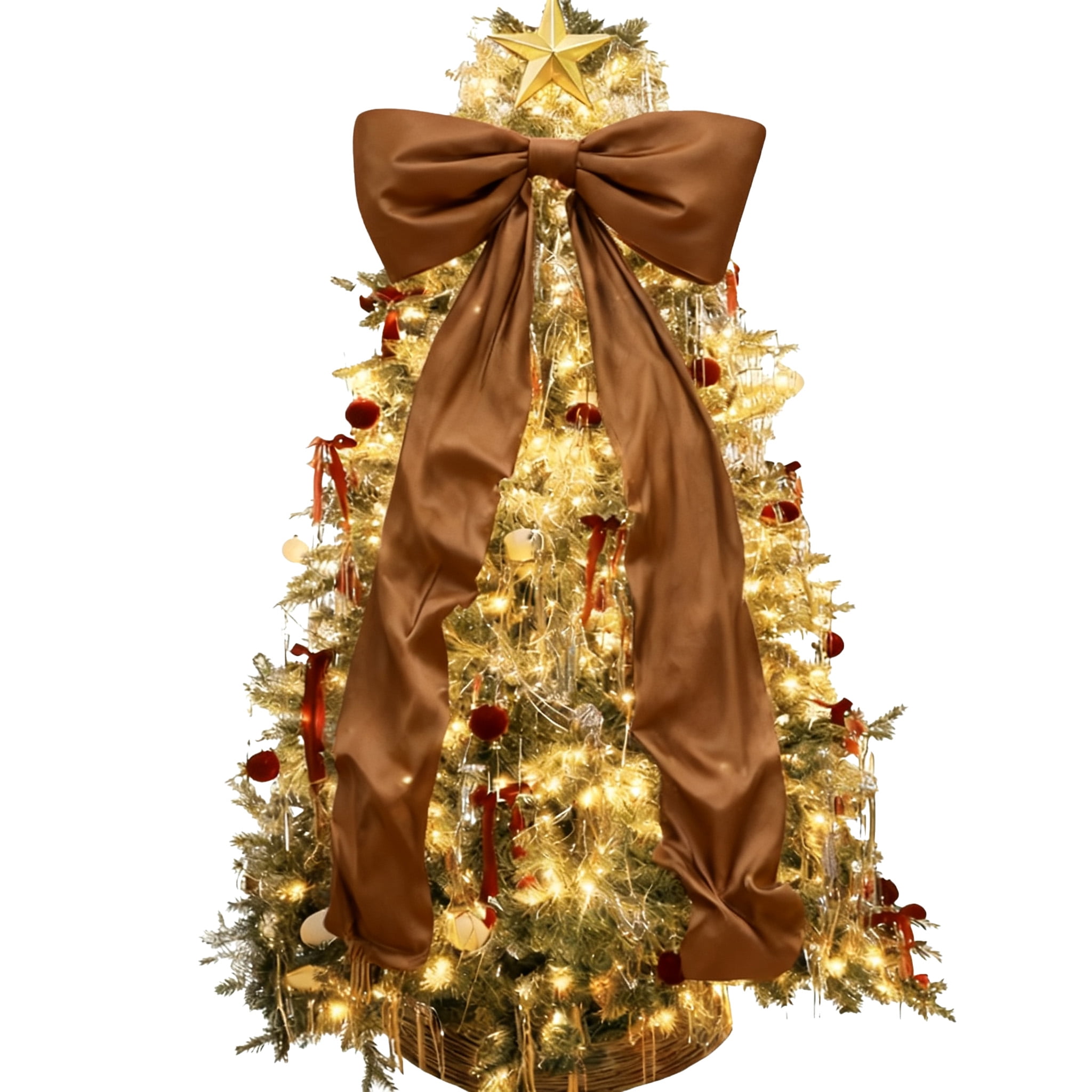 6 Ft Big Christmas Bows for Christmas Tree ,Indoor Christmas Decorations Home Room Party Hanging Decor