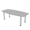 thumbnail image 1 of 3X5 Boat Shaped Conference Table With Silver Post Leg Power And Data, 1 of 5