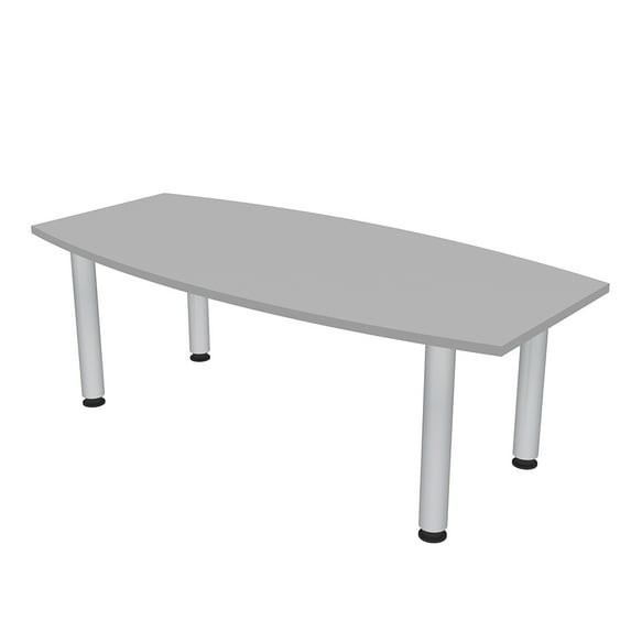 3X5 Boat Shaped Conference Table With Silver Post Leg Power And Data