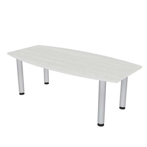 6 Ft Boat Shaped Conference Table With Silver Post Leg Power And Data