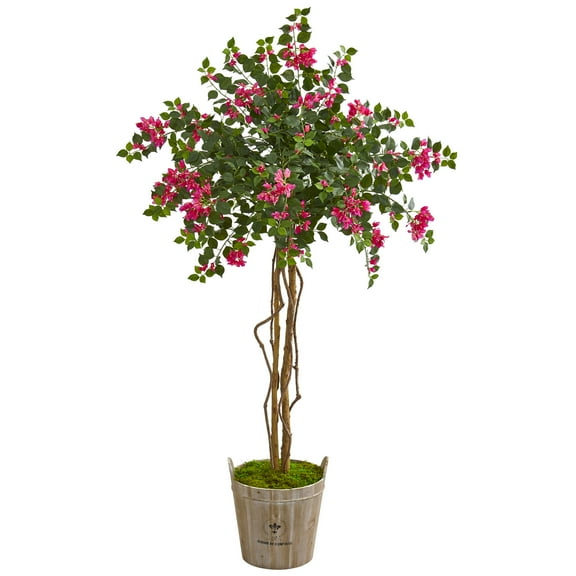 6-Ft. Bougainvillea Artificial Tree in Farmhouse Planter