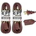 thumbnail image 1 of Iron Forge Cable 2 Pack 6 ft Brown Extension Cord with 3 Outlets - 16/2 SJTW 2 Prong Indoor Extension Cord with Multiple Outlets, 1 of 8