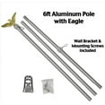 thumbnail image 1 of 6' Ft Brushed Aluminum Flagpole Flag Pole kit Eagle Hardware Bracket Residential, 1 of 1