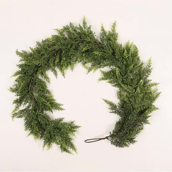 6 Ft Christmas Garland - Artificial Cypress Leaf Garland, Norfolk Style Real Touch Vine, Christmas Decorations for Thanksgiving, Front Door, Fireplace Wall
