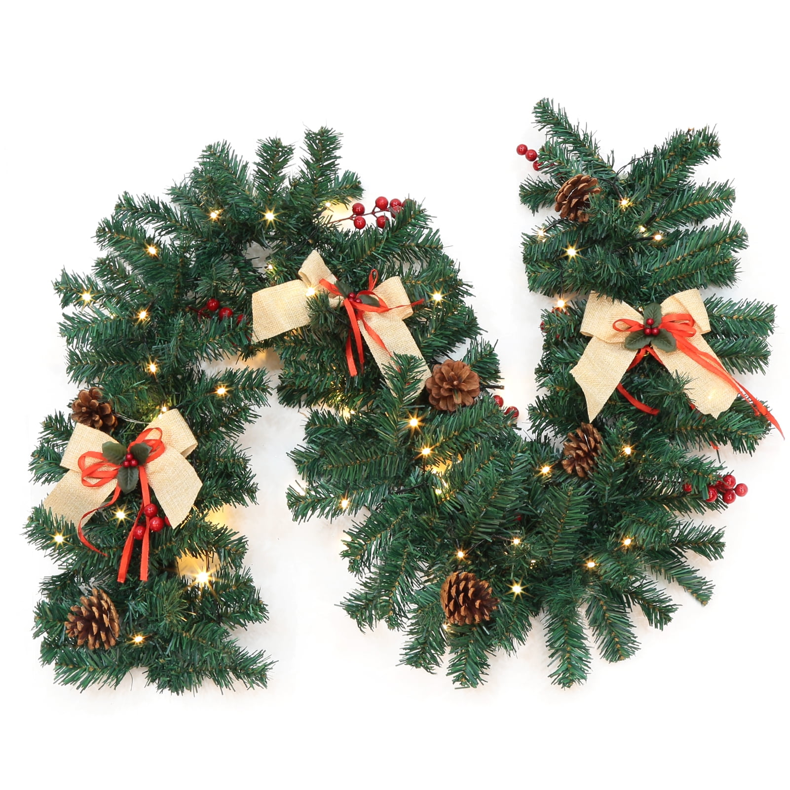 6 Ft Christmas Garland with Lights, BatteryOperated PreLit Garland