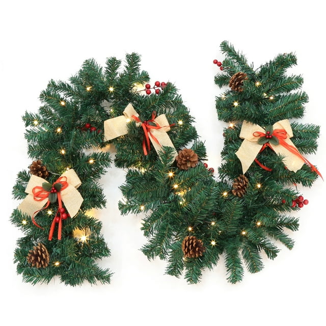 6 Ft Christmas Garland with Lights, BatteryOperated PreLit Garland