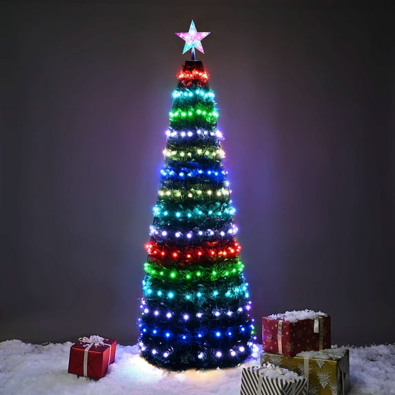 6 Ft Christmas Tree Decoration Light RGB LED String Lamp Bluetooth APP Control and Remote Control