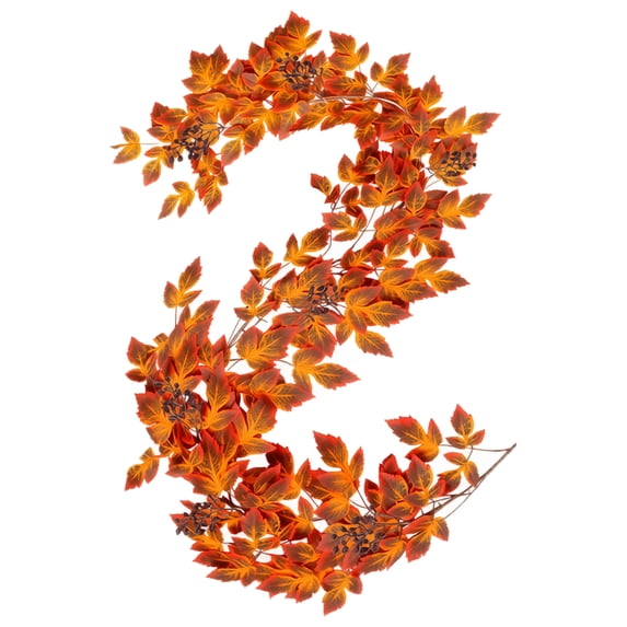 6 Ft Fall Garland, Artificial Maple Leaf Hanging Vine, Faux Autumn Foliage for Mantle Fireplace, Thanksgiving Harvest Indoor Outdoor Home Decor