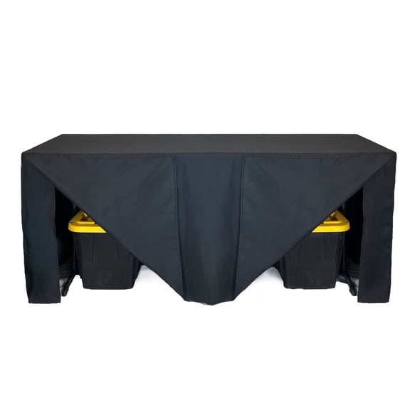 6 Ft Fitted Polyester Rectangular Tablecloth with Back Storage Opening Black