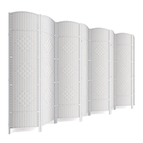 6-ft Folding Room Divider with Diamond Design, 8-Panel No Assembly Required, Freestanding,White