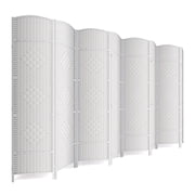 6-ft Folding Room Divider with Diamond Design, 8-Panel No Assembly Required, Freestanding,White