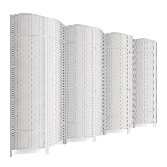 6-ft Folding Room Divider with Diamond Design, 8-Panel No Assembly Required, Freestanding,White