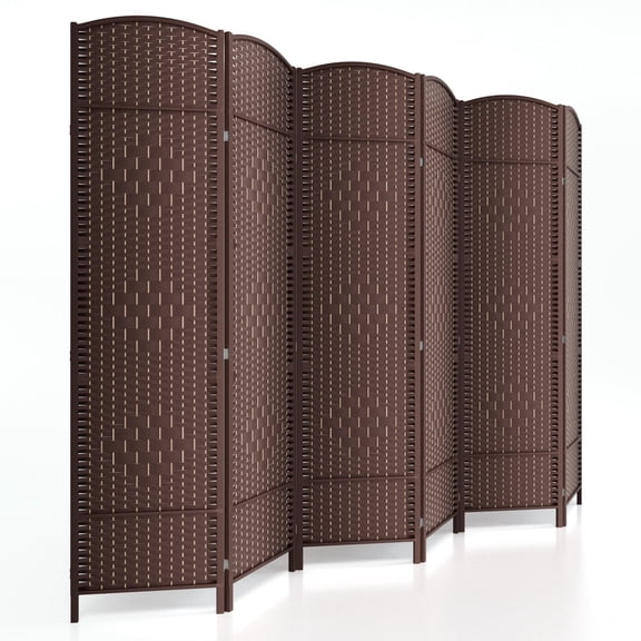 6-ft Folding Room Divider with Diamond Design, 6-Panel No Assembly Required, Freestanding,Coffee