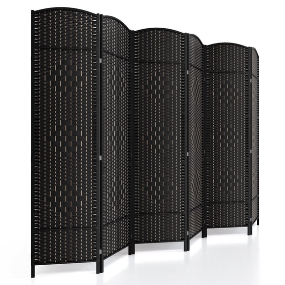 6-ft Folding Room Divider with Diamond Design, 8-Panel No Assembly Required, Freestanding,Black