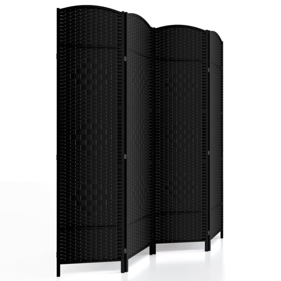 6-ft Folding Room Divider with Diamond Design, 4-Panel No Assembly Required, Freestanding,Black