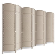 6-ft Folding Room Divider with Diamond Design, 8-Panel No Assembly Required, Freestanding,Beige