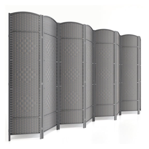 6-ft Folding Room Divider with Diamond Design, 8-Panel No Assembly Required, Freestanding,Gray