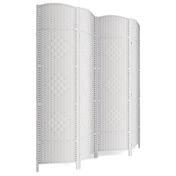 6-ft Folding Room Divider with Diamond Design, 4-Panel No Assembly Required, Freestanding,White