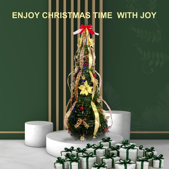 6 Ft Fully Decorated Xmas Tree with Lights - Prelit