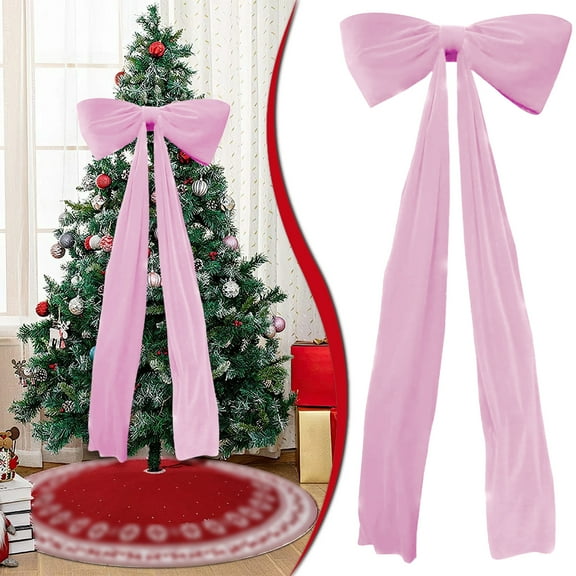 6 Ft Giant Pink Velvet Christmas Bow – Luxury Oversized Tree Topper, Wreath & Garland Decoration for Indoor & Covered Outdoor Use, Elegant Window Wall Holiday Ribbon