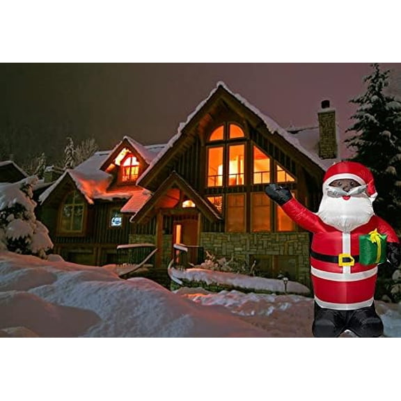 6 Ft Inflatable Standing Santa Claus Christmas Figure Decoration (6 Foot Black Inflatable Santa Claus)$$Garden & Patio