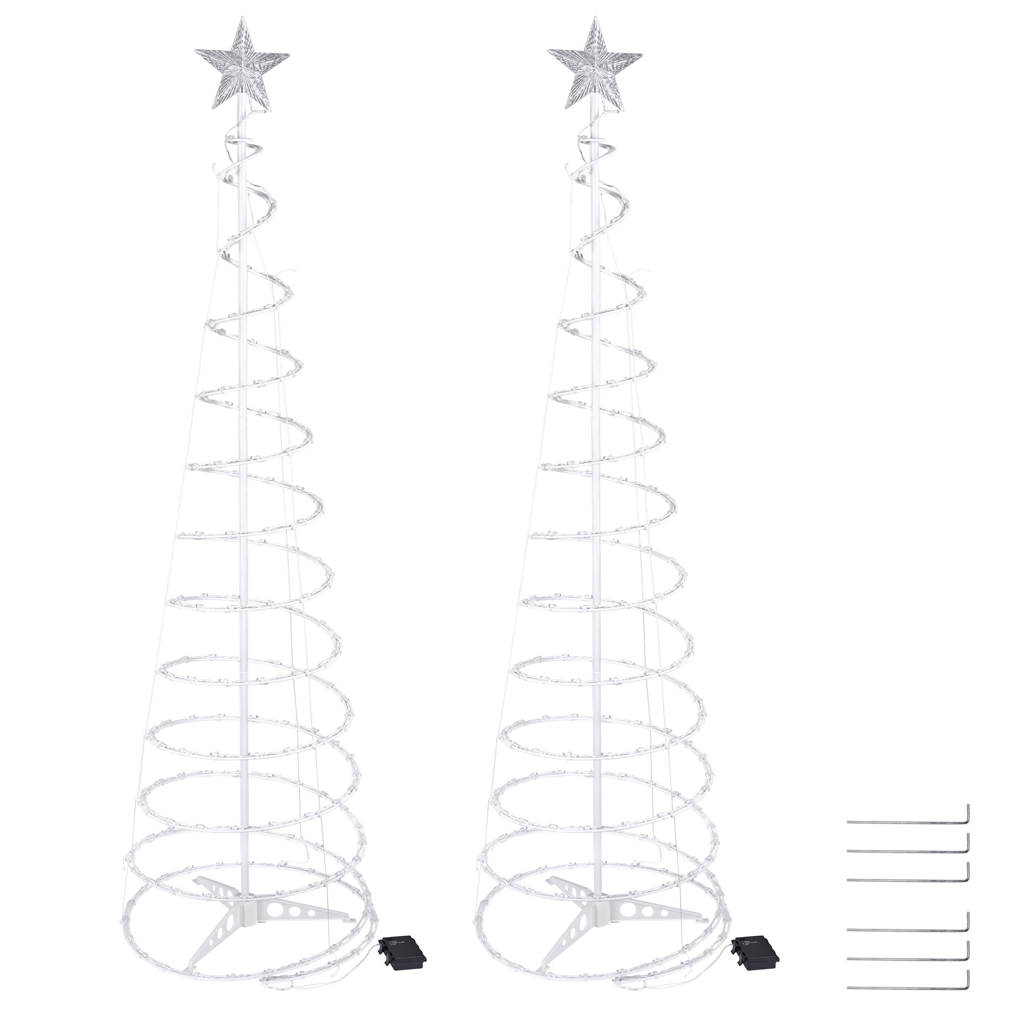 6 Ft Lighted Spiral Christmas Tree Light Cool White 182 LED Outdoor Decor 2 Pack