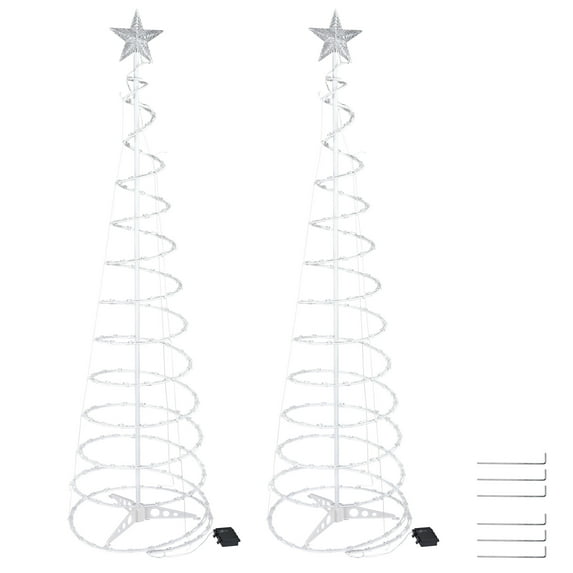 6 Ft Lighted Spiral Christmas Tree Light Cool White 182 LED Outdoor Decor 2 Pack
