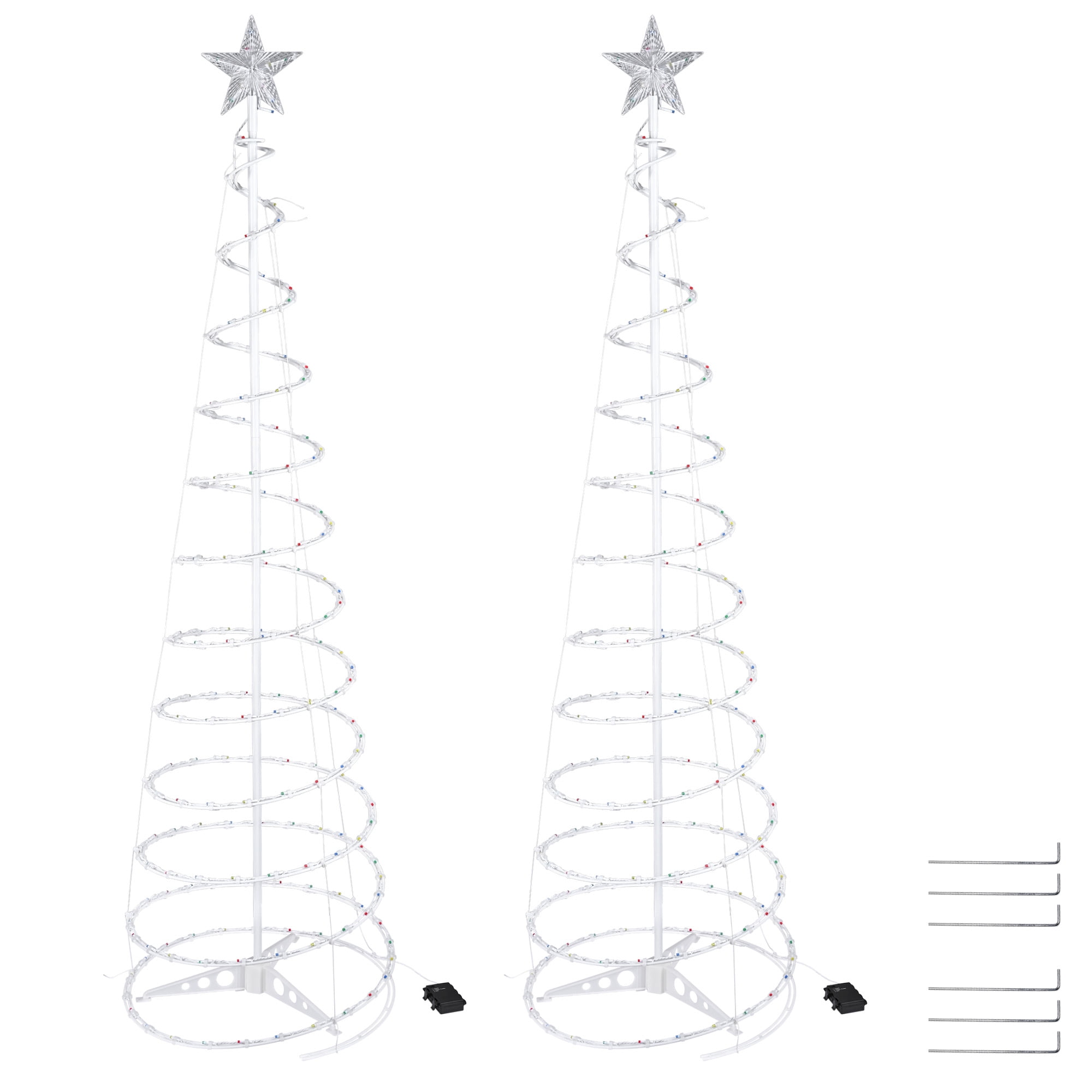 6 Ft Lighted Spiral Christmas Tree Light Multi Color 182 LED Yard Decor