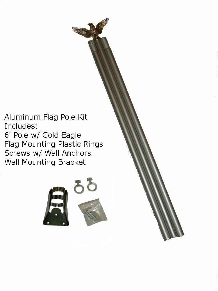 6' Ft Residential Flag Pole Kit Tangle Free No Furl Rings & Optional Flag (RI)