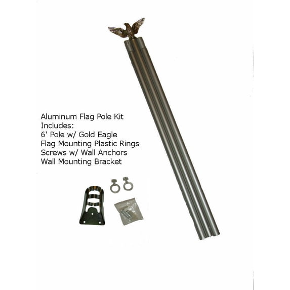 6' Ft Residential Flag Pole Kit Tangle Free No Furl Rings & Optional Flag (RI)