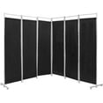 thumbnail image 1 of 6 Ft Room Divider, 6 Panel Folding Wall Divider, Freestanding Partition with Adjustable Foot Pads, Perfect Privacy Screen for Home Office (Black), 1 of 9