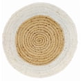 thumbnail image 1 of 6 Ft Round White & Natural Jute Area Rug, Hand-Woven, Farmhouse Boho Style, Durable & Pet-Friendly Rug for Living Room, Dining Room, and Bedroom, 1 of 5