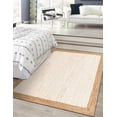 thumbnail image 1 of 6 Ft Square White Jute Area Rug, Hand-Woven, Reversible, Farmhouse Boho Style, Durable & Pet-Friendly Rug for Living Room, Dining Room, and Bedroom, 1 of 5