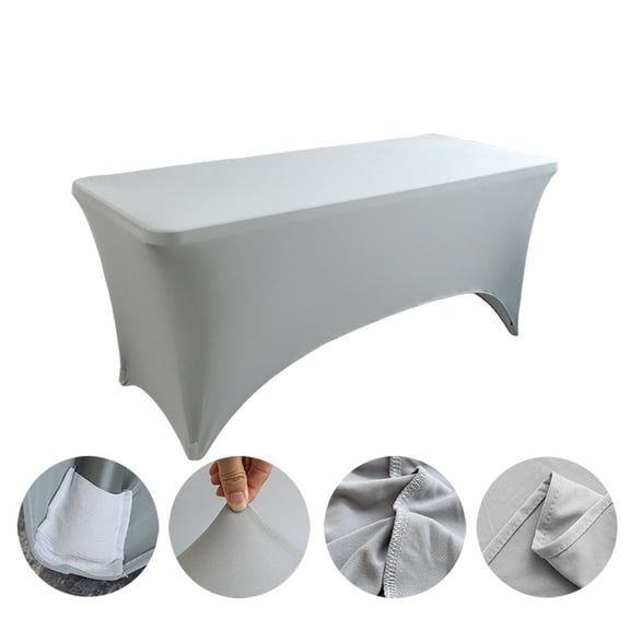 6 Ft Stretch Fitted Tablecloth,Elastic Light Gray Table Cover with Leg Pockets for Festive Table Decorations,Parties & Events,Tablecloths for Decoration and Celebration