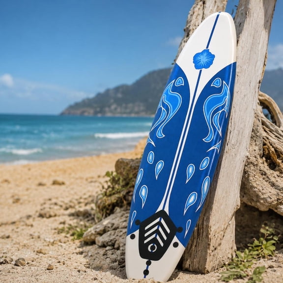 6 Ft Surfboard with 3 Detachable Fins, White, Foam Top, Hdpe Bottom