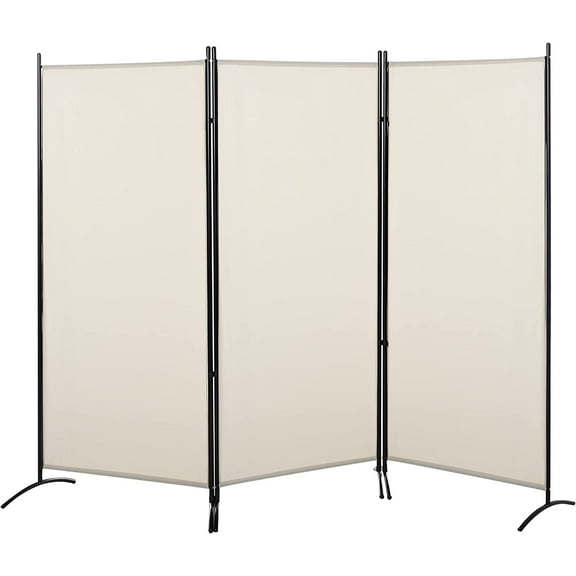 6 Ft Tall 3 Panel Fabric Room Divider, Freestanding Partition Wall Divider, Folding Privacy Room Separator for Indoor, Home Office, Beige